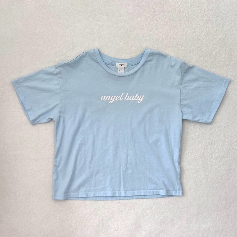 Forever 21 Pastel Blue Angel Baby T-Shirt